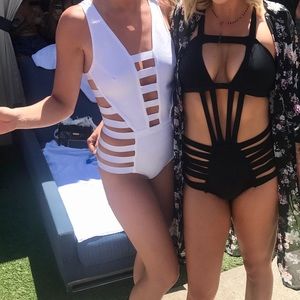 White strappy one-piece bride/bachelorette bikini/bathing suit